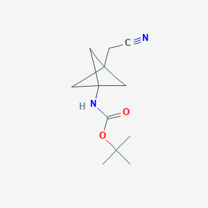 molecular formula C12H18N2O2 B2678355 Tert-butyl (3-(cyanomethyl)bicyclo[1.1.1]pentan-1-yl)carbamate CAS No. 2096992-22-0