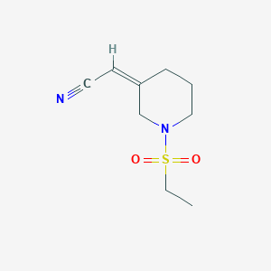 molecular formula C9H14N2O2S B2678356 2-[(3Z)-1-(乙烷磺酰)哌啶-3-基亚甲基]乙腈 CAS No. 2102414-94-6