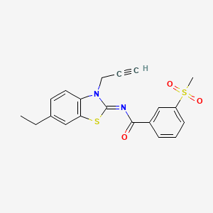 molecular formula C20H18N2O3S2 B2678359 N-[(2Z)-6-ethyl-3-(prop-2-yn-1-yl)-2,3-dihydro-1,3-benzothiazol-2-ylidene]-3-methanesulfonylbenzamide CAS No. 896334-58-0