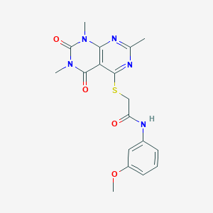 molecular formula C18H19N5O4S B2678363 N-(3-甲氧基苯基)-2-((2,6,8-三甲基-5,7-二氧-5,6,7,8-四氢嘧啶并[4,5-d]嘧啶-4-基)硫基)乙酰胺 CAS No. 852168-20-8