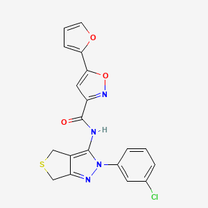 molecular formula C19H13ClN4O3S B2678368 N-(2-(3-chlorophenyl)-4,6-dihydro-2H-thieno[3,4-c]pyrazol-3-yl)-5-(furan-2-yl)isoxazole-3-carboxamide CAS No. 1226431-99-7