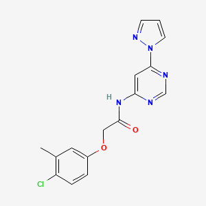 molecular formula C16H14ClN5O2 B2678371 N-(6-(1H-吡唑-1-基)嘧啶-4-基)-2-(4-氯-3-甲基苯氧基)乙酰胺 CAS No. 1428358-94-4