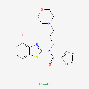 molecular formula C19H21ClFN3O3S B2678372 N-(4-fluorobenzo[d]thiazol-2-yl)-N-(3-morpholinopropyl)furan-2-carboxamide hydrochloride CAS No. 1216901-90-4