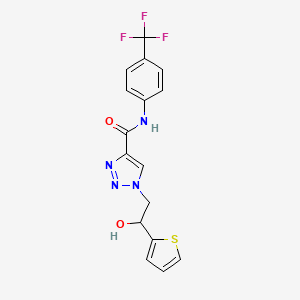molecular formula C16H13F3N4O2S B2678374 1-(2-hydroxy-2-(thiophen-2-yl)ethyl)-N-(4-(trifluoromethyl)phenyl)-1H-1,2,3-triazole-4-carboxamide CAS No. 1396764-78-5