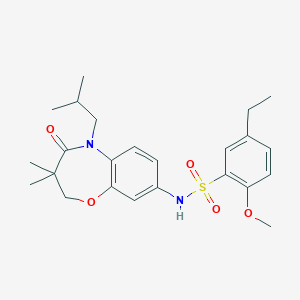 molecular formula C24H32N2O5S B2678375 5-ethyl-N-(5-isobutyl-3,3-dimethyl-4-oxo-2,3,4,5-tetrahydrobenzo[b][1,4]oxazepin-8-yl)-2-methoxybenzenesulfonamide CAS No. 921998-44-9