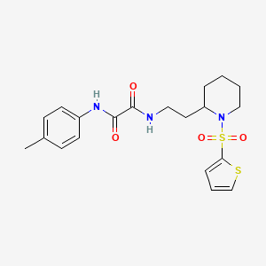 molecular formula C20H25N3O4S2 B2678377 N1-(2-(1-(噻吩-2-基磺酰)piperidin-2-基)乙基)-N2-(对甲苯基)草酰胺 CAS No. 898368-74-6
