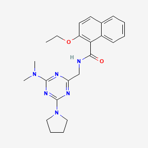 molecular formula C23H28N6O2 B2678379 N-((4-(dimethylamino)-6-(pyrrolidin-1-yl)-1,3,5-triazin-2-yl)methyl)-2-ethoxy-1-naphthamide CAS No. 2034406-51-2