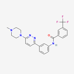 molecular formula C23H22F3N5O B2678388 N-(3-(6-(4-methylpiperazin-1-yl)pyridazin-3-yl)phenyl)-3-(trifluoromethyl)benzamide CAS No. 922808-83-1