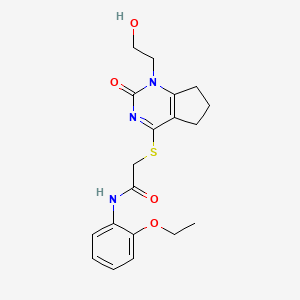 molecular formula C19H23N3O4S B2678389 N-(2-乙氧基苯基)-2-((1-(2-羟乙基)-2-氧代-2,5,6,7-四氢-1H-环戊[d]嘧啶-4-基)硫)乙酰胺 CAS No. 899742-83-7