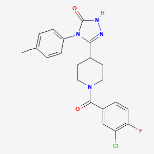 molecular formula C21H20ClFN4O2 B2678391 5-[1-(3-氯-4-氟苯甲酰)哌嗪-4-基]-4-(4-甲基苯基)-2,4-二氢-3H-1,2,4-三唑-3-酮 CAS No. 1775383-18-0