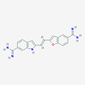 molecular formula C20H17N5O B026784 2-(2-(5-(Aminoiminomethyl)-2-benzofuranyl)ethenyl)-1H-indole-6-carboximidamide CAS No. 105212-30-4