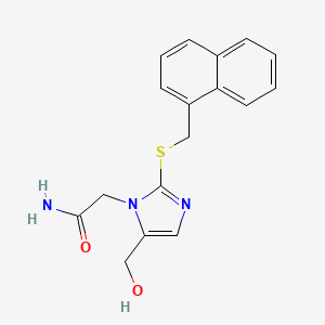 molecular formula C17H17N3O2S B2678400 2-(5-(hydroxymethyl)-2-((naphthalen-1-ylmethyl)thio)-1H-imidazol-1-yl)acetamide CAS No. 921821-95-6