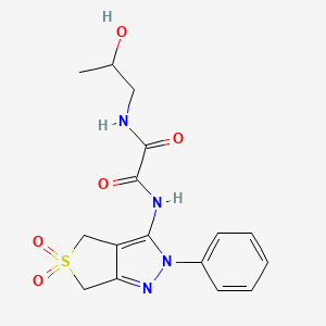 molecular formula C16H18N4O5S B2678405 N1-(5,5-二氧化-2-苯基-4,6-二氢-2H-噻吩[3,4-c]嘧啶-3-基)-N2-(2-羟基丙基)草酰胺 CAS No. 899961-30-9