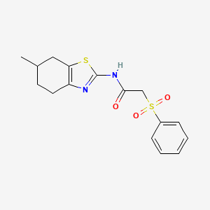 molecular formula C16H18N2O3S2 B2678422 N-(6-methyl-4,5,6,7-tetrahydrobenzo[d]thiazol-2-yl)-2-(phenylsulfonyl)acetamide CAS No. 895454-30-5
