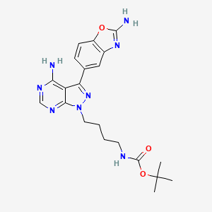 molecular formula C21H26N8O3 B2678424 tert-Butyl (4-(4-amino-3-(2-aminobenzo[d]oxazol-5-yl)-1H-pyrazolo[3,4-d]pyrimidin-1-yl)butyl)carbamate CAS No. 1887095-80-8
