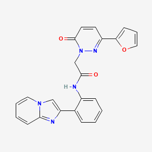 molecular formula C23H17N5O3 B2678428 2-(3-(呋喃-2-基)-6-氧代吡啶并[1(6H)-基]-N-(2-(咪唑并[1,2-a]嘧啶-2-基)苯基)乙酰胺 CAS No. 1797367-11-3