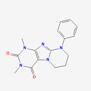 molecular formula C16H17N5O2 B2678432 1,3-dimethyl-9-phenyl-7,8-dihydro-6H-purino[7,8-a]pyrimidine-2,4-dione CAS No. 97810-54-3