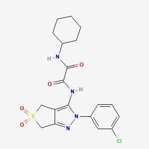 molecular formula C19H21ClN4O4S B2678438 N1-(2-(3-chlorophenyl)-5,5-dioxido-4,6-dihydro-2H-thieno[3,4-c]pyrazol-3-yl)-N2-cyclohexyloxalamide CAS No. 899944-34-4