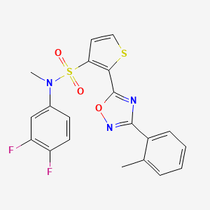 molecular formula C20H15F2N3O3S2 B2678441 N-(3,4-difluorophenyl)-N-methyl-2-[3-(2-methylphenyl)-1,2,4-oxadiazol-5-yl]thiophene-3-sulfonamide CAS No. 1105248-35-8