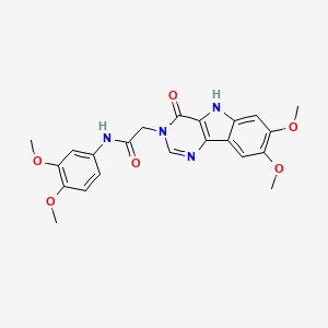molecular formula C22H22N4O6 B2678453 2-(7,8-dimethoxy-4-oxo-4,5-dihydro-3H-pyrimido[5,4-b]indol-3-yl)-N-(3,4-dimethoxyphenyl)acetamide CAS No. 1105227-94-8
