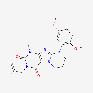 molecular formula C21H25N5O4 B2678461 9-(2,5-dimethoxyphenyl)-1-methyl-3-(2-methylprop-2-enyl)-7,8-dihydro-6H-purino[7,8-a]pyrimidine-2,4-dione CAS No. 887695-40-1