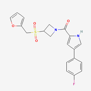 molecular formula C19H17FN2O4S B2678467 (4-(4-fluorophenyl)-1H-pyrrol-2-yl)(3-((furan-2-ylmethyl)sulfonyl)azetidin-1-yl)methanone CAS No. 1796970-62-1
