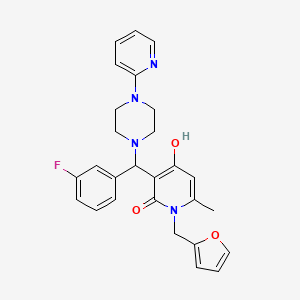 3-((3-fluorophenyl)(4-(pyridin-2-yl)piperazin-1-yl)methyl)-1-(furan-2-ylmethyl)-4-hydroxy-6-methylpyridin-2(1H)-one