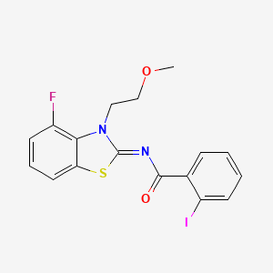 N-[4-fluoro-3-(2-methoxyethyl)-1,3-benzothiazol-2-ylidene]-2-iodobenzamide
