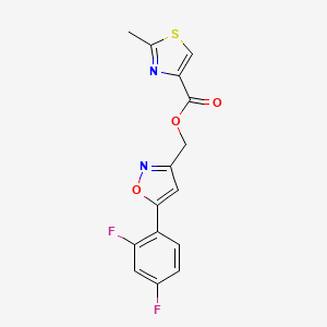 molecular formula C15H10F2N2O3S B2678480 (5-(2,4-Difluorophenyl)isoxazol-3-yl)methyl 2-methylthiazole-4-carboxylate CAS No. 1209340-27-1
