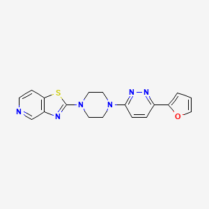 molecular formula C18H16N6OS B2678481 2-[4-[6-(Furan-2-yl)pyridazin-3-yl]piperazin-1-yl]-[1,3]thiazolo[4,5-c]pyridine CAS No. 2380193-01-9