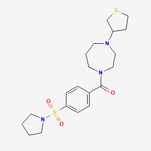 molecular formula C20H29N3O3S2 B2678485 (4-Pyrrolidin-1-ylsulfonylphenyl)-[4-(thiolan-3-yl)-1,4-diazepan-1-yl]methanone CAS No. 2415634-32-9
