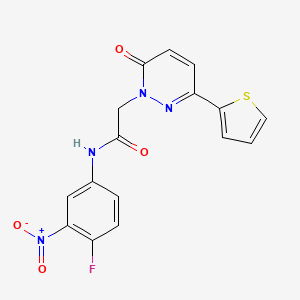 molecular formula C16H11FN4O4S B2678492 N-(4-氟-3-硝基苯基)-2-(6-氧代-3-噻吩-2-基吡啶-1-基)乙酰胺 CAS No. 922879-94-5