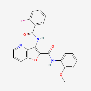 molecular formula C22H16FN3O4 B2678494 3-(2-氟苯甲酰胺基)-N-(2-甲氧基苯基)噻吩并[3,2-b]吡啶-2-羧酰胺 CAS No. 946370-08-7