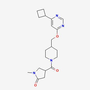 molecular formula C20H28N4O3 B2678502 4-[4-[(6-Cyclobutylpyrimidin-4-yl)oxymethyl]piperidine-1-carbonyl]-1-methylpyrrolidin-2-one CAS No. 2380040-63-9