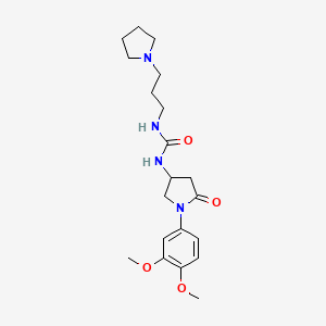molecular formula C20H30N4O4 B2678517 1-(1-(3,4-Dimethoxyphenyl)-5-oxopyrrolidin-3-yl)-3-(3-(pyrrolidin-1-yl)propyl)urea CAS No. 877641-76-4