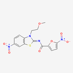 molecular formula C15H12N4O7S B2678518 (Z)-N-(3-(2-methoxyethyl)-6-nitrobenzo[d]thiazol-2(3H)-ylidene)-5-nitrofuran-2-carboxamide CAS No. 864976-69-2