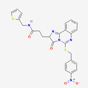 molecular formula C25H21N5O4S2 B2678527 3-(5-{[(4-nitrophenyl)methyl]sulfanyl}-3-oxo-2H,3H-imidazo[1,2-c]quinazolin-2-yl)-N-[(thiophen-2-yl)methyl]propanamide CAS No. 1028648-65-8