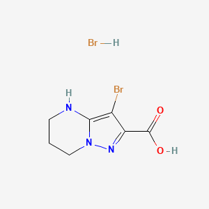 molecular formula C7H9Br2N3O2 B2678531 3-Bromo-4,5,6,7-tetrahydropyrazolo[1,5-a]pyrimidine-2-carboxylic acid;hydrobromide CAS No. 2305253-14-7