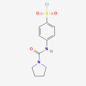 molecular formula C11H13ClN2O3S B2678532 4-(pyrrolidine-1-carbonylamino)benzenesulfonyl Chloride CAS No. 677326-96-4
