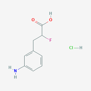 molecular formula C9H11ClFNO2 B2678535 3-(3-Aminophenyl)-2-fluoropropanoic acid;hydrochloride CAS No. 2490403-89-7