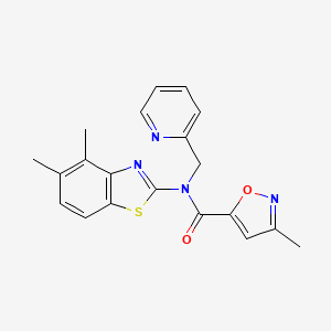 molecular formula C20H18N4O2S B2678536 N-(4,5-dimethylbenzo[d]thiazol-2-yl)-3-methyl-N-(pyridin-2-ylmethyl)isoxazole-5-carboxamide CAS No. 946228-55-3