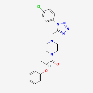 molecular formula C21H23ClN6O2 B2678544 1-(4-((1-(4-氯苯基)-1H-四唑-5-基)甲基)哌嗪-1-基)-2-苯氧基丙酮 CAS No. 1049428-66-1