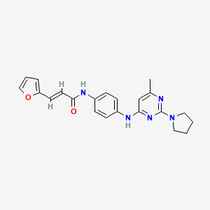 (E)-3-(furan-2-yl)-N-(4-((6-methyl-2-(pyrrolidin-1-yl)pyrimidin-4-yl)amino)phenyl)acrylamide