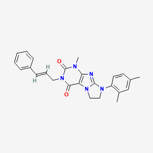 molecular formula C25H25N5O2 B2678560 3-肉桂基-8-(2,4-二甲基苯基)-1-甲基-7,8-二氢-1H-咪唑并[2,1-f]嘧啶-2,4(3H,6H)-二酮 CAS No. 938915-83-4