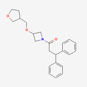 molecular formula C23H27NO3 B2678568 3,3-Diphenyl-1-(3-((tetrahydrofuran-3-yl)methoxy)azetidin-1-yl)propan-1-one CAS No. 2309747-34-8
