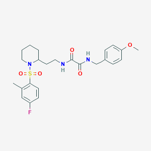 molecular formula C24H30FN3O5S B2678571 N1-(2-(1-((4-fluoro-2-methylphenyl)sulfonyl)piperidin-2-yl)ethyl)-N2-(4-methoxybenzyl)oxalamide CAS No. 898426-89-6