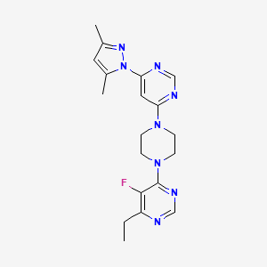 molecular formula C19H23FN8 B2678576 4-[4-[6-(3,5-Dimethylpyrazol-1-yl)pyrimidin-4-yl]piperazin-1-yl]-6-ethyl-5-fluoropyrimidine CAS No. 2415516-65-1