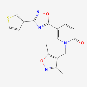 molecular formula C17H14N4O3S B2678577 1-((3,5-dimethylisoxazol-4-yl)methyl)-5-(3-(thiophen-3-yl)-1,2,4-oxadiazol-5-yl)pyridin-2(1H)-one CAS No. 1396687-11-8