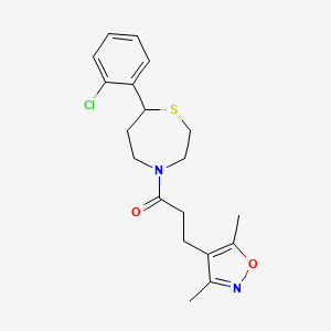 molecular formula C19H23ClN2O2S B2678581 1-(7-(2-Chlorophenyl)-1,4-thiazepan-4-yl)-3-(3,5-dimethylisoxazol-4-yl)propan-1-one CAS No. 1797092-75-1