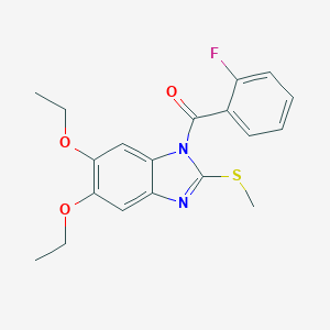 molecular formula C19H19FN2O3S B267859 5,6-diethoxy-1-(2-fluorobenzoyl)-2-(methylsulfanyl)-1H-benzimidazole 